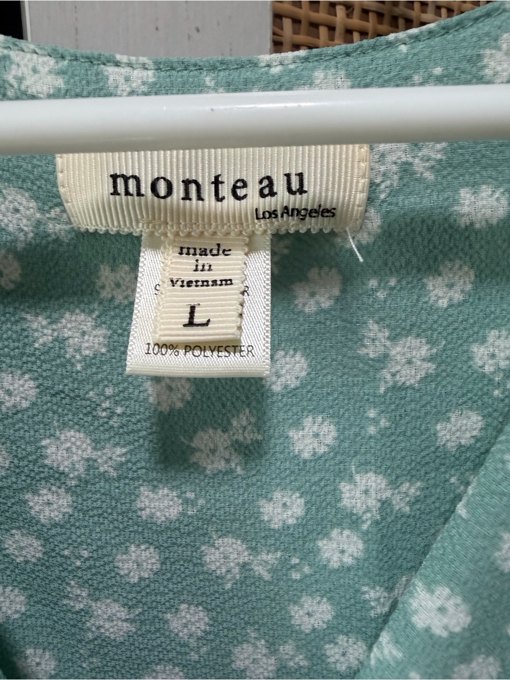 Monteau Los Angeles Ditsy Floral Day Dress Sage Green - Size L